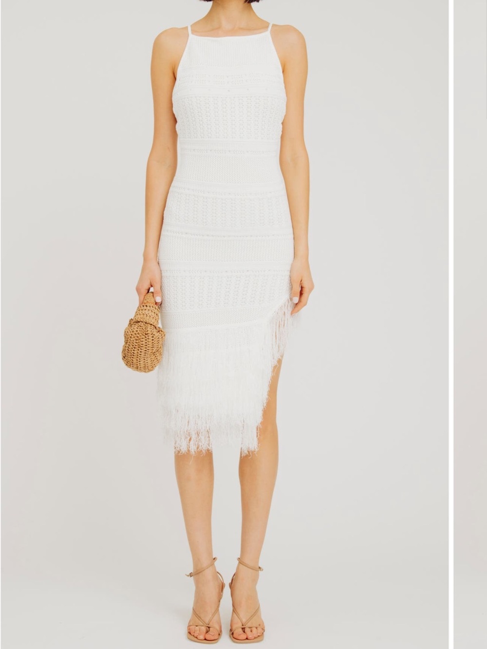Torn by Ronny Kobo Yuma Women’s Cream Crochet Maxi Dress with Fringe